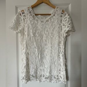 J.McLaughlin White Lace Top Size M